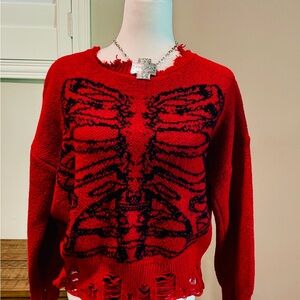Red Skeleton Knit Sweater